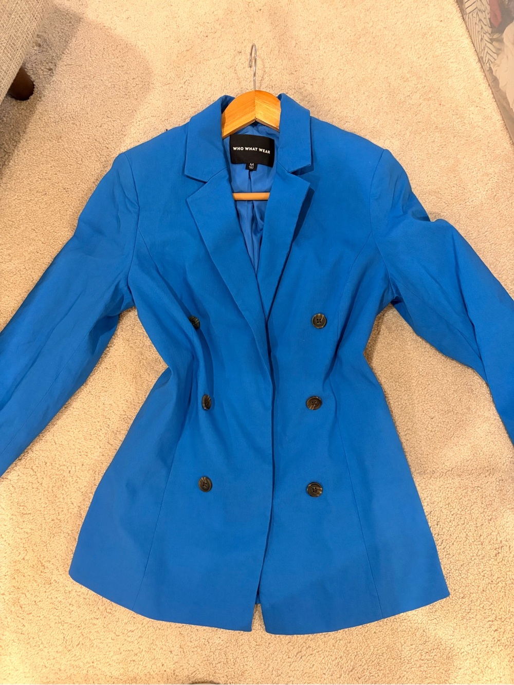 Who What Wear Electric Blue Double-Breasted Blazer